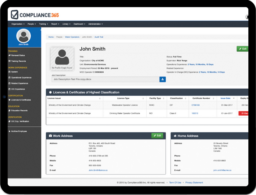 Online Certification Portal on tablet